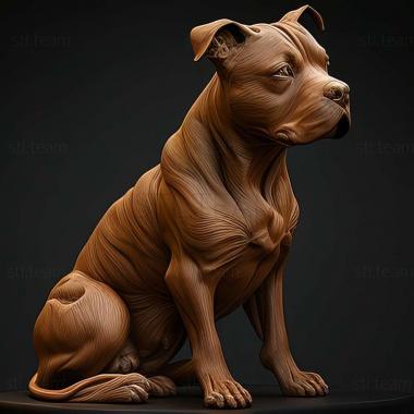 3D model American Staffordshire Terrier dog (STL)
